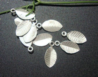 10 pcs, 925 Sterling Silver Tiny Leaf, Great for Stamping, Charm, Terra Finds Design, PC-0185