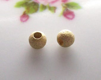 Cuenta Stardust de oro macizo de 14 quilates, 3 mm, orificio de 1,3 mm, CC-0427-S