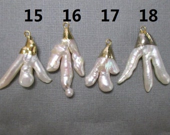 Biwa Keshi Stick Pearl Pendants, Pearl Iridescent Fresh Water Pearl, Freshwater Pearl Multi Bar Pendant Charm, P-0293