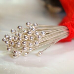 100 pcs, 26ga gauge, 40MM, 1.5 inch, Sterling Silver Ball End Head pins