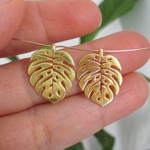 1-10 pcs, Monstera Deliciosa Leaf Pendant Charm Finding, Gold Vermeil Sterling Silver Monstera Earring Finding, PC-0468