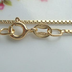 1 pc, 18 Inches, 1mm Medium Weight, 18K Gold over 925 Sterling Silver Box Chain, Finished Chain, MW, Made in Italy image 4