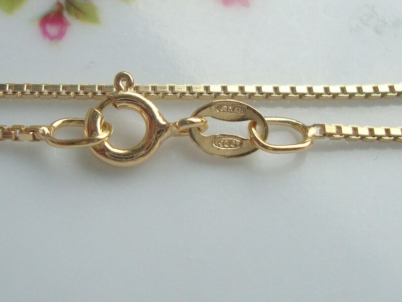 1 pc, 18 Inches, 1mm Medium Weight, 18K Gold over 925 Sterling Silver Box Chain, Finished Chain, MW, Made in Italy image 4