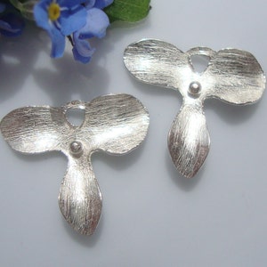 2 pcs, Handmade Sterling Silver 3 petal Orchid flower Connector, Open Loop Link, Pendant, CC-0373