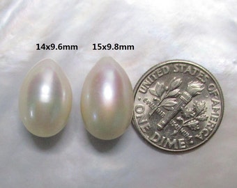 1 Pearl, 15x9.8mm, Fresh Water Pearl, Half Drilled Lustrous Freshwater Pearls Huge Drop Briolette, P-0192-18