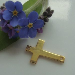 Bulk 10 pcs, 16x10mm, 925 Stamped 18K on Sterling silver Sideways Cross, CC-0056