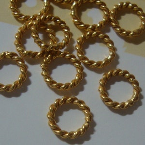 10 pcs, 6mm, 18ga gauge, Handmade Gold Vermeil Twisted wire closed Jump Ring, Spacer image 5