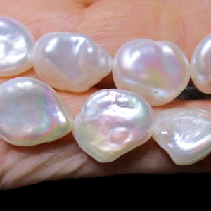 6 pearls lot, Pebble Natural, Keshi Freshwater Pearl, Top Quality, Rainbow Hue Iridescent, P-0106