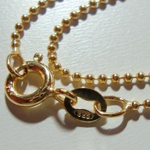 925 Sterling Silber 18K Gold Plate, Schöne Flexible Perlenkugel Fertig Kette Robuste Fertig, 20 Zoll, 1 mm, 1 Stk