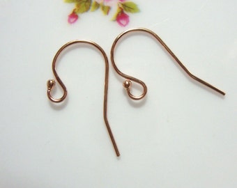 Un par de pendientes de gancho francés con remate de bola, chapados en oro rosa de 14k, 20 x 12 mm, bola de 2 mm, alambre de calibre 21, EW-0201-R.