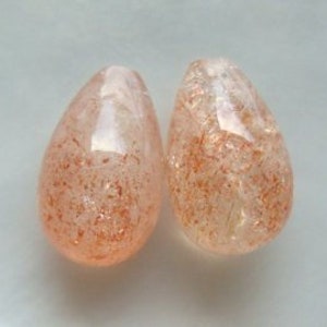 1 pair, 6x10mm, AA Sunstone Small Smooth Teardrop Briolette, Half Drilled, Top Drilled, Designer Pieces, GS-0266 image 2