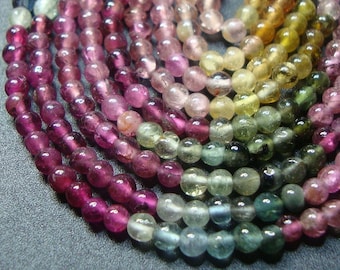 Full Strand, 3.5-3.7mm, Gorgeous Watermelon Sparkling Tourmaline Smooth Round Beads