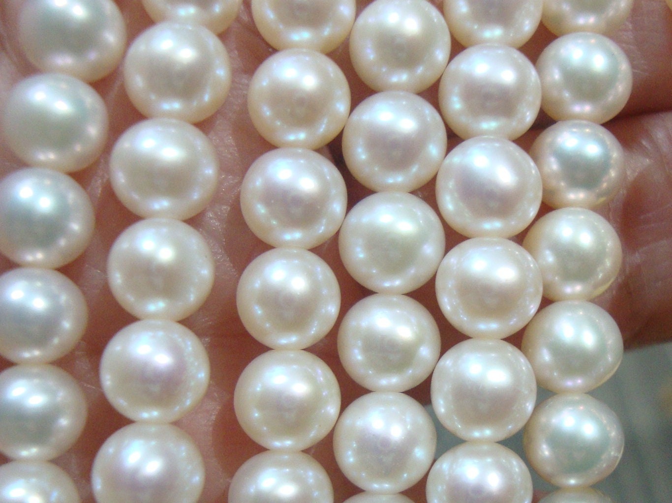 6-7mm AAA Near Round Freshwater Pearl Strands, White Round Real Pearl  Beads, Cultured Lustrous Pearls, Natural Pearl Jewelry , FR300-WS 
