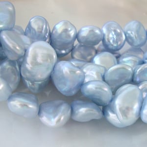 20% sale, Full 16 Inch Strand, 10x8-9mm Pebble Fresh Water Pearl, Lovely Blue Smooth Nuggets freshwater Pearl, Wonderful Lustrous