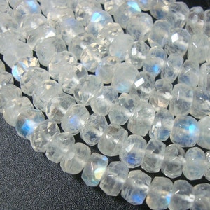 AA Rainbow Blue MOONSTONE Rondelles Mini 2 Strand, 4-4.5 mm image 3