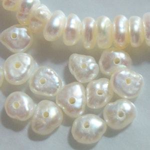 20 pcs, 5-6mm Fresh Water Keshi Rondelle Pearls, Very Rare and Pretty Creamy Ivory White Tiny Rondelle keishi Pearls, o26-R