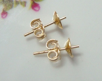 1-10 pairs,14K Gold Filled 5mm cup and Post complete with ear nuts, EP-0038