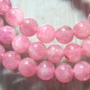 4.8-5mm, 1/2 Strand, 8" Inch, Pretty pink natural tourmaline smooth round beads