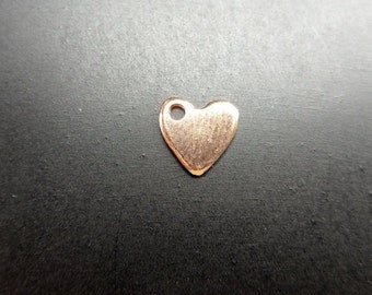 4 pcs, 6x6mm, 24 gauge , Handmade Rose Gold over 925 Sterling Silver Tiny Heart Pendant Charm, stamping, daughter heart - PC-0052