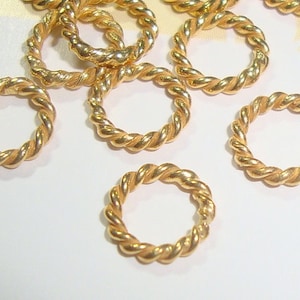 20 pcs, 6mm, 18ga gauge, Handmade Gold Vermeil Twisted wire closed Jump Ring, Spacer