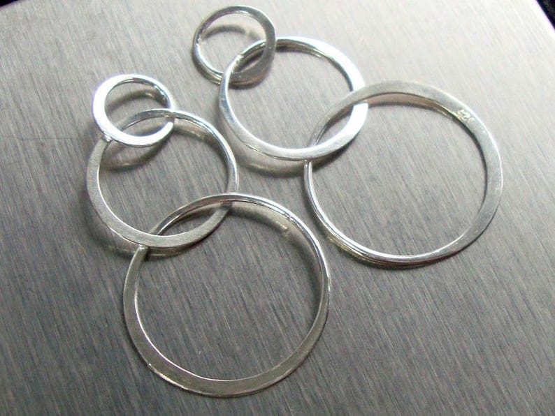 Past Present Future Half Hammered Triple circles Link Infinity L3720 925 Sterling Silver 3 Eternal Circles Bulk 6 pcs 37x20mm