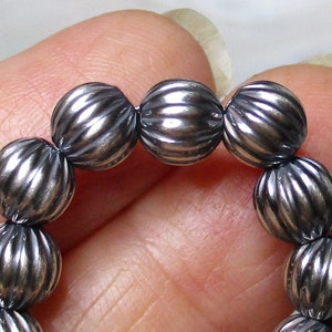 Perlas Navajo de Plata de Ley 925 de 6 mm, Hermosas Cuentas Redondas Pequeñas Corrugadas Oxidadas, Hechas a Mano, CC-0451