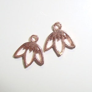 Rose Gold over Sterling Silver Tiny Lotus Petal Flower Small Pendant, Earring Findings, Chandelier, link, 7x7mm, PC-0088