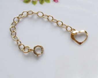 14K Gold Filled 2" Cable Chain Extender with Floating Heart with Spring Ring, CC-0179
