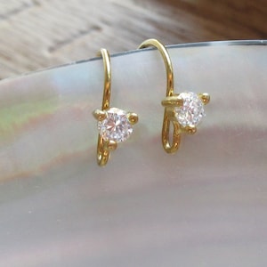 5 Paare, 18K Gold Sterling Silber 3,5 mm Diamant CZ Ohrhaken, Ohrringe Zubehör, offener Ring, 20 x 10 mm, mit EW-0115