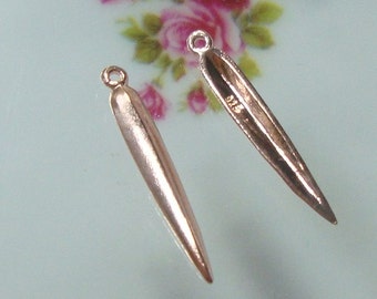 Rose Gold over Sterling Silver Spike Pendant, Earring Pairs Finding, Medium 3D Cool Spike Charm,22x3.5mm,Spike Layering Necklace, PC-0033