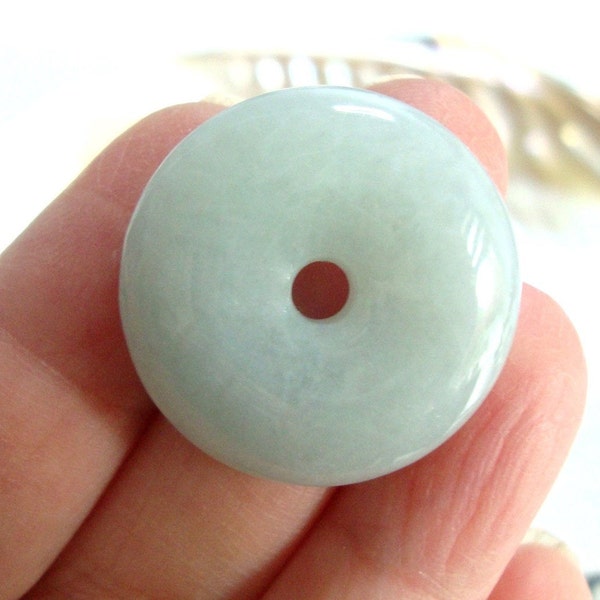 24-25mm, Grade A Jadeite Jade Fei Cui Lucky Circle Donut Pendant Finding, Lucky Protective Genuine Jade Karma Wheeler, GS-0143