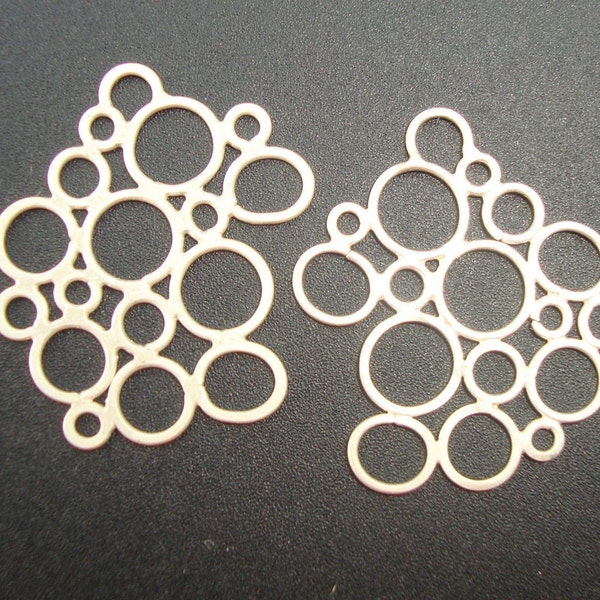 Handmade Sterling Silver Artsy Bubble, Cloud, fancy circles Connector, Link, Pendant, Earring Findings - CC-0020