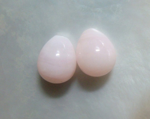 One Pair, Soft Pink Peruvian Opal Smooth Chubby Teardrop Briolette, Top Half Top Drilled, 10x12mm, October Birthstone, AA Quality, GS-0579