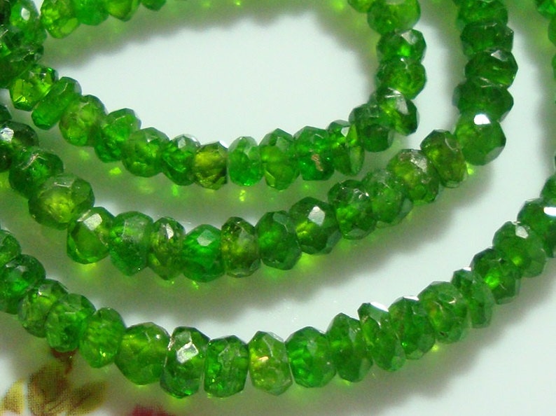 3 mini strand, 31-32 beads, 3.5-4mm Organic cut Chrome Diopside Faceted Rondelle Bead image 5