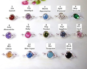 2 pcs, 3mm, 925 Sterling Silver Birthstone AAA CZ Link Connector, 2 Open Loops, School Sport Color Stone Finding, CC-0402