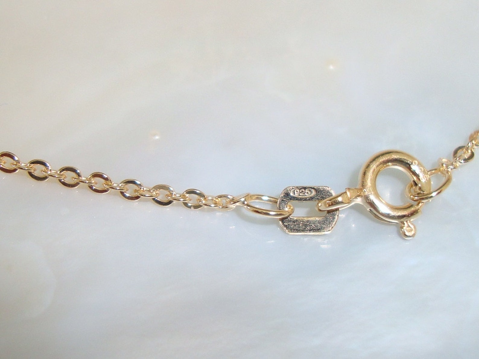 925 Sterling Silver 18K Gold Plated Cable Chain With Spring Etsy