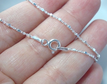 1 unidad, cadena satélite de plata de ley 925 de 16" con cuentas cúbicas de 1,5 mm, chapada antideslustre.