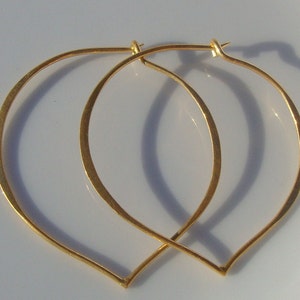 1 pair, 38x37mm, Handmade Findings, Gold Vermeil over Sterling Silver Longevity Peach, Heart, Lotus Petal Ear wire, EW-0020