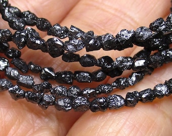 Full 16" Strand, Black Diamond Nuggets, Rough Natural Diamond Nuggets, April Stone, High Quality, GS-0636
