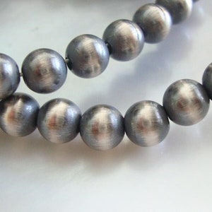 Perlas Navajo de Plata de Ley 925 de 6 mm, Espaciadores Redondos Oxidados sin Costuras, CC-0199