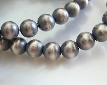 6mm 925 Sterling Silver Navajo Pearls, Oxidized Seamless Round Beads Spacers, CC-0199