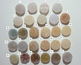 16mm Round Cabochon, Natural Agate Druzy Drusy Crystal, you choose the one you like - a4-2