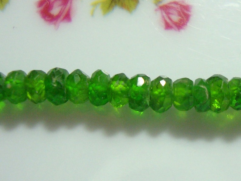 3 mini strand, 31-32 beads, 3.5-4mm Organic cut Chrome Diopside Faceted Rondelle Bead image 2