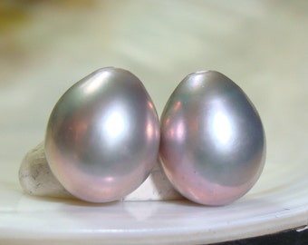 9-11x8.0-9mm, 2 pcs, Freshwater Pearl, Top Drilled Fresh Water Teardrop Pearl, Elegant Grey Gray, Pearl Pendant, P-0133