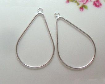 2 pcs, 32x20mm, 925 Sterling Silver Teardrop Pear Shape Connector Earring Findings, Chandelier,  CC-0168