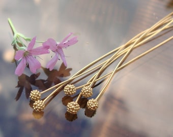 6 pcs, 25 gauge, 65mm, 2.5 inch,24k Vermeil Cluster Ball Head pin, Bali Cluster Beads Headpins, G2