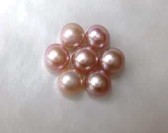 10 pcs, 4.5-5mm, AAA Freshwater Pearl, Pink Mauve Half Drilled Cultured Fresh Water Pearl, Glowing Pink Mauve Mushroom Pearl, P-0333