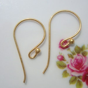 4 pairs, 24.5x12mm, 21 gauge wire Handmade 24K Vermeil over Sterling Silver French Ear wire with ball, EW-0005 image 1