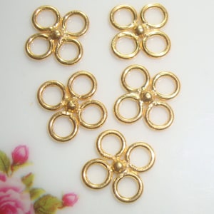 6 pcs - Gold Vermeil Sterling Silver Tiny Flower open work Link Connector, Spacer, Chandelier, Simple, Classic, Timeless, CC-0004