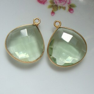 1 or 2 pcs,  20x17mm, Handmade Amethyst Quartz Vermeil Sterling Silver Pendant, Handmade Vermeil Bezel Rim Charm